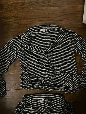 Amour vert pajama set black white stripe size small